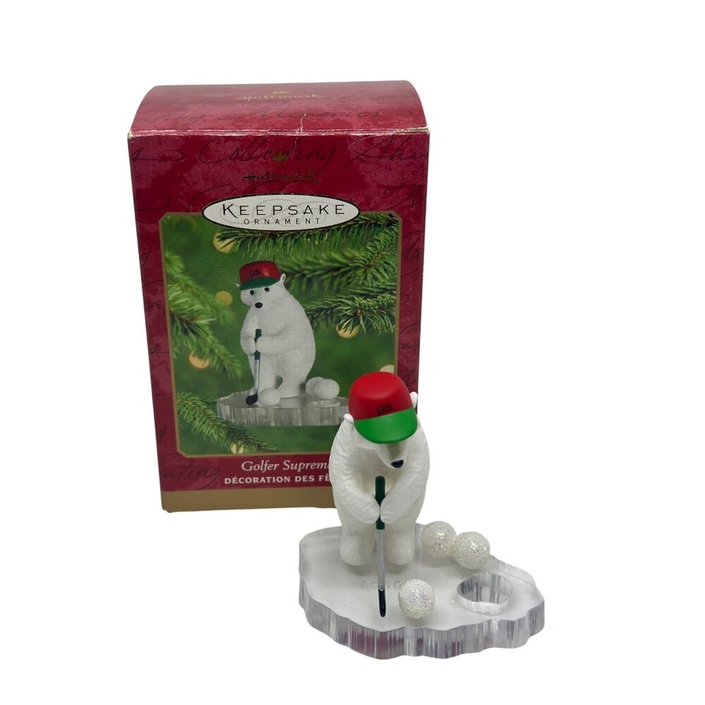 VTG NWB 2000 Hallmark Keepsake 2.75" Golfer Supreme Polar Bear Edition Ornament‎